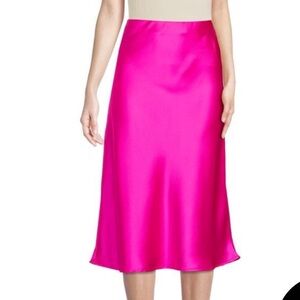 J CREW HOT PINK SATIN MIDI SKIRT XXS